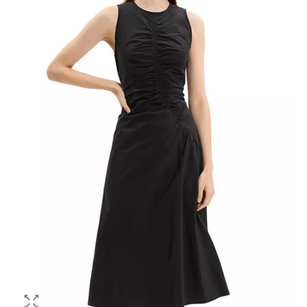 Theory Black Ruched Midi Dress